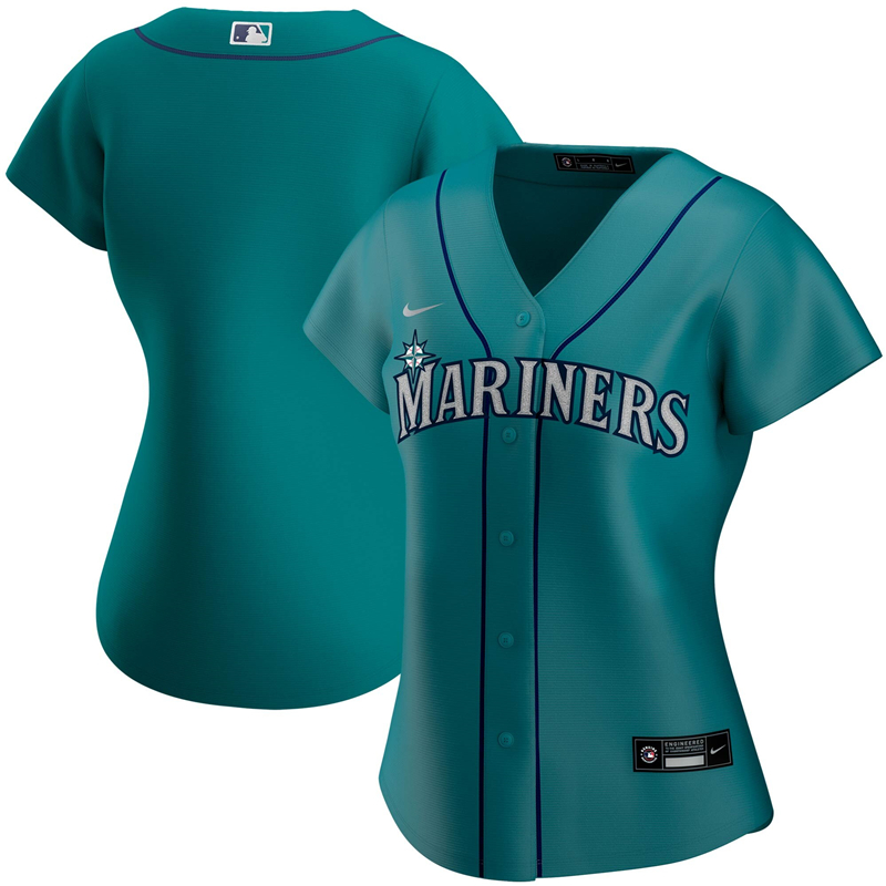 2020 MLB Women Seattle Mariners Nike Aqua Alternate 2020 Replica Team Jersey 1->women mlb jersey->Women Jersey